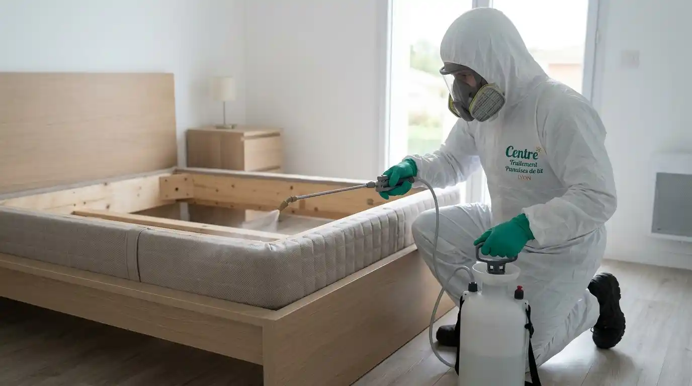 Technicien certifié Certibiocide en intervention de traitement chimique punaise de lit à Lyon
